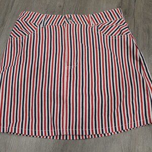 Forever 21 Women's Red & White Striped Mini Skirt